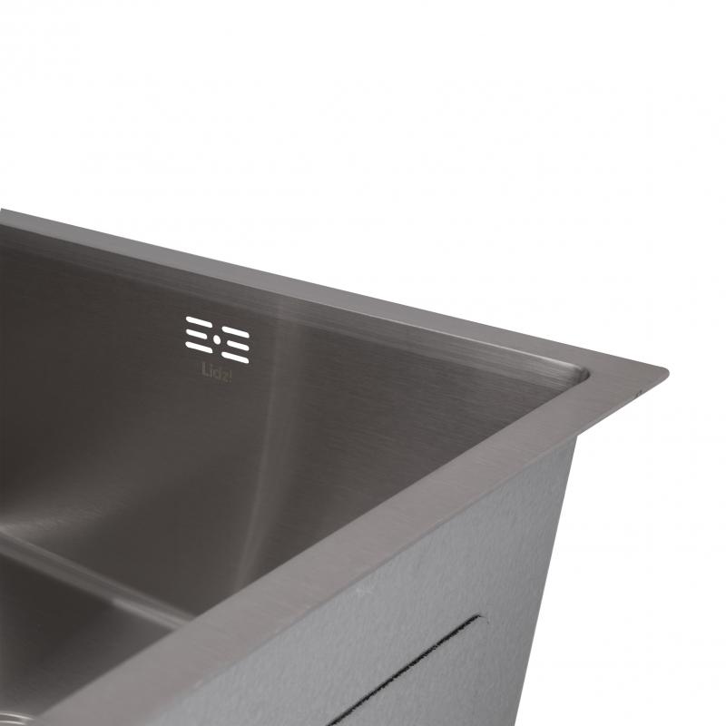 Мийка для кухні інтегрована під стільницю Lidz Handmade H4843 Brushed Steel 3,0/1,0 мм LDH4843BRU49441 — фото 6