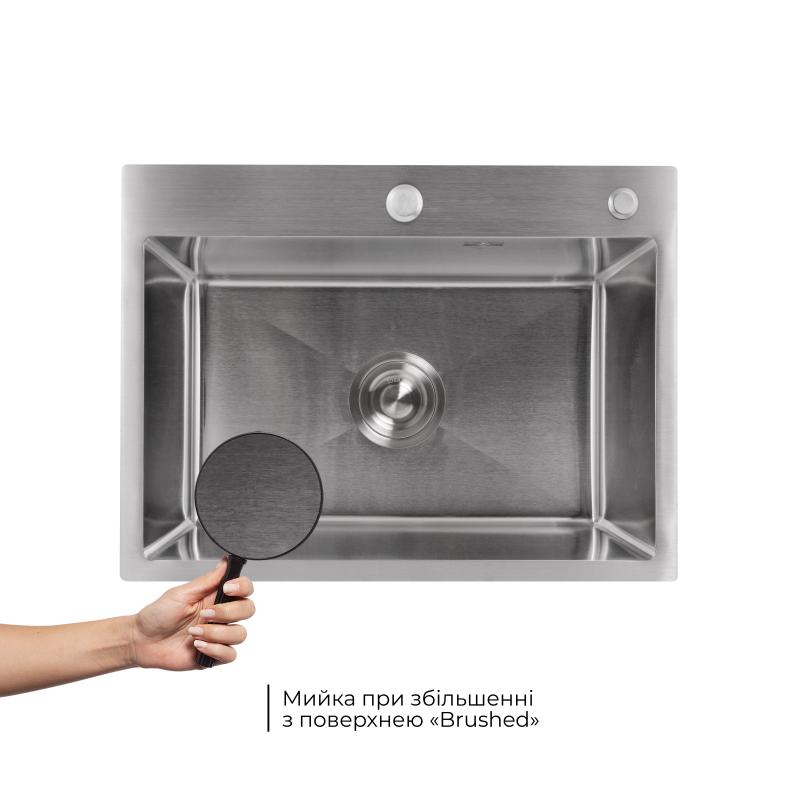 Мийка для кухні інтегрована Lidz Handmade H5843 Brushed Steel 3,0/1,0 мм LDH5843BRU49442 — фото 3