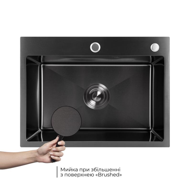 Мийка для кухні інтегрована Lidz Handmade H5843B Brushed Black PVD 3,0/1,0 мм LDH5843BRUBLM49443 — фото 3
