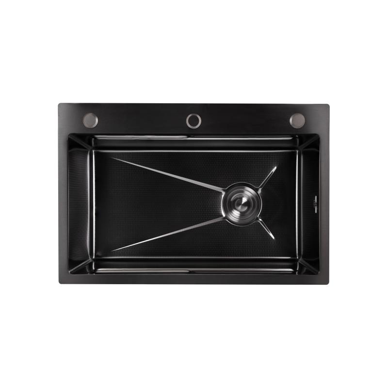 Мийка для кухні інтегрована Lidz Handmade H6845HB Decor Black PVD Honeycomb 3,0/1,0 мм LDH6845HDECBLM49445 — фото 3