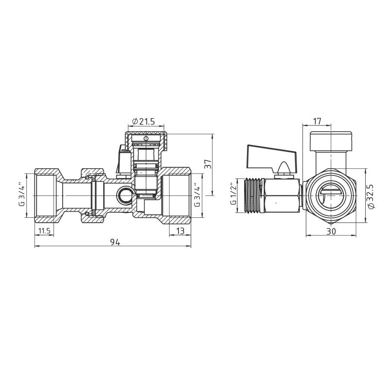 Клапан Forte для підключення розширювального бака 3/4" TAF912W20 Thermo Alliance — фото 2