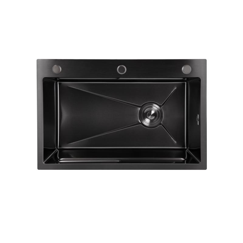 Мийка для кухні інтегрована Lidz Handmade H6845B Brushed Black PVD 3,0/1,0 мм LDH6845BRUBLM49456 — фото 3