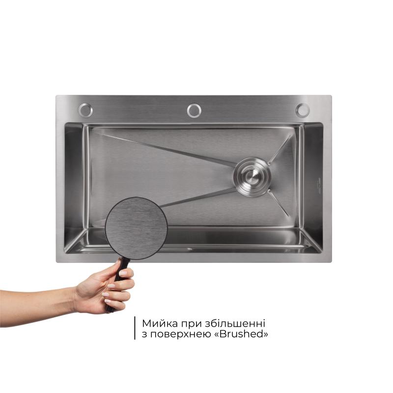 Мийка для кухні інтегрована Lidz Handmade H7545 Brushed Steel 3,0/1,0 мм LDH7545BRU49457 — фото 4
