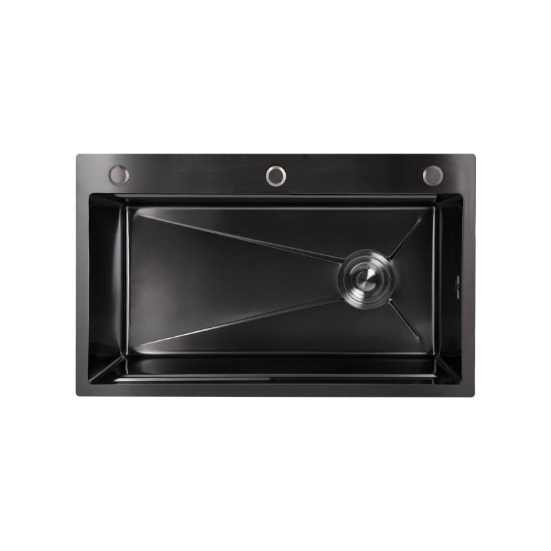 Мийка для кухні інтегрована Lidz Handmade H7545B Brushed Black PVD 3,0/1,0 мм LDH7545BRUBLM49458 — фото 3