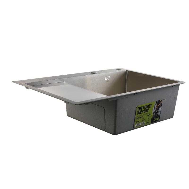 Мийка для кухні інтегрована Lidz Handmade Max 500 H7849L Brushed Steel, 3,0/1,0 мм, крило зліва, збільшена чаша LDH7849LBRU49463 — фото 4