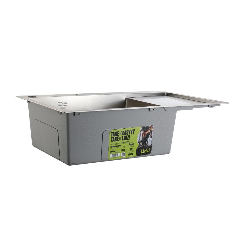 Мийка для кухні інтегрована Lidz Handmade Max 500 H7849R Brushed Steel, 3,0/1,0 мм, крило праворуч, збільшена чаша LDH7849RBRU49464 — фото 4
