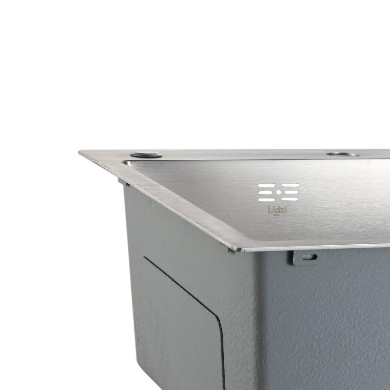 Мийка для кухні інтегрована Lidz Handmade Max 500 H7849R Brushed Steel, 3,0/1,0 мм, крило праворуч, збільшена чаша LDH7849RBRU49464 — фото 6