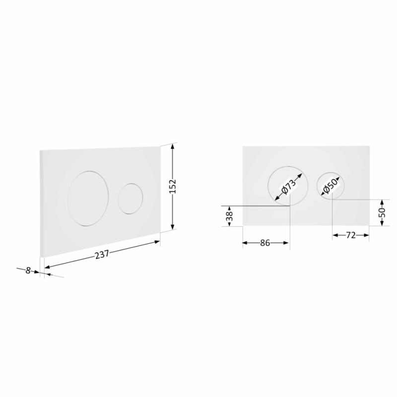 Клавіша змиву Qtap Standard 152x236x28 мм, White, кругла QTSTD164W49468 — фото 2