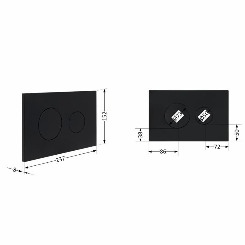 Клавіша змиву Qtap Standard 152x236x28 мм, Matt Black, кругла QTSTD164BLM49470 — фото 2