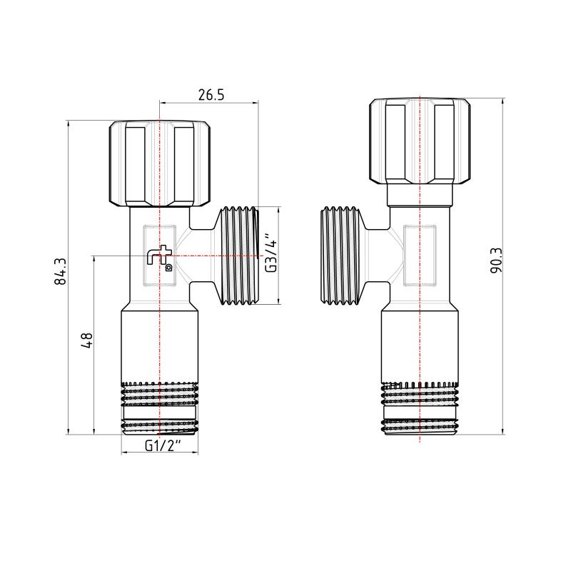 Кран кутовий Thermo Alliance Forte 1/2"З×3/4"З, хром TAF341W1520 — фото 2