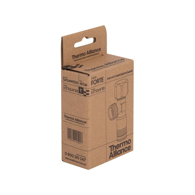 Кран кутовий Thermo Alliance Forte 1/2"З×3/4"З, хром TAF341W1520 — фото 7