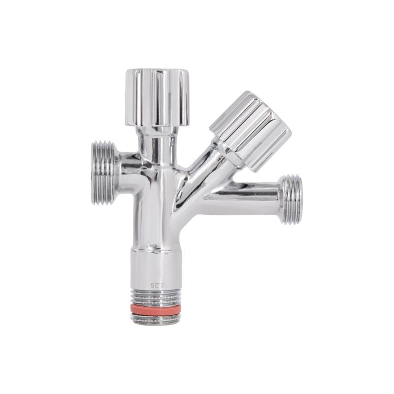 Кран кутовий подвійний  Thermo Alliance Forte 1/2"З х 1/2"З х 3/4"З, хром TAF187W151520 — фото 5