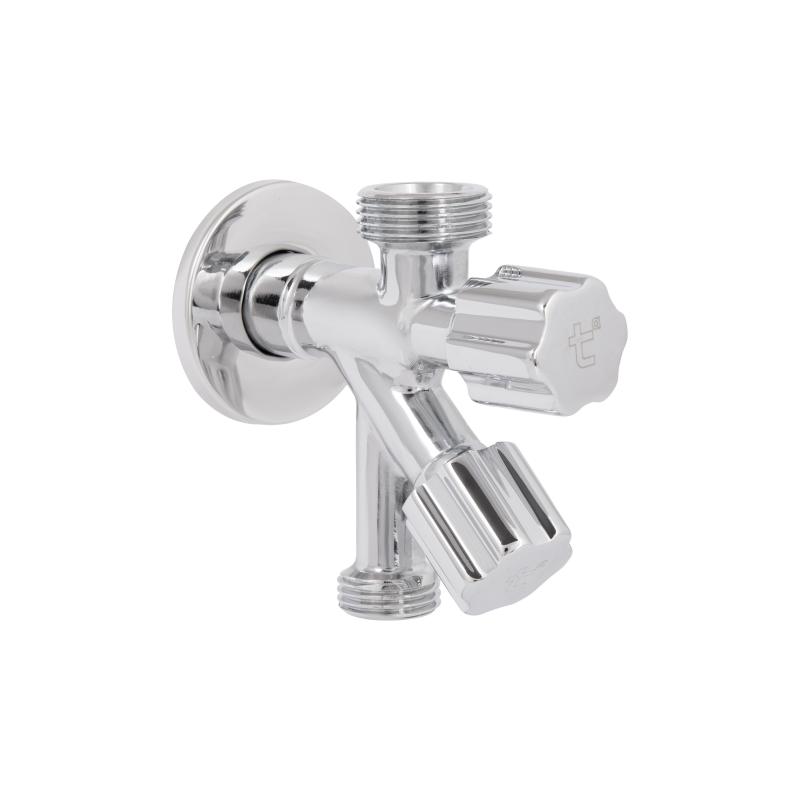 Кран кутовий подвійний  Thermo Alliance Forte 1/2"З х 1/2"З х 3/4"З, хром TAF187W151520 — фото 6