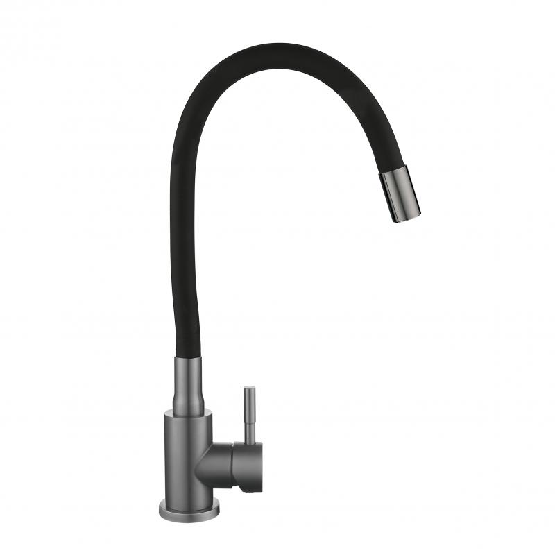 Змішувач для кухні Lidz Aria 015F3 (k35) з гнучким виливом LDARI015F3BGRP49564 Graphite/Black