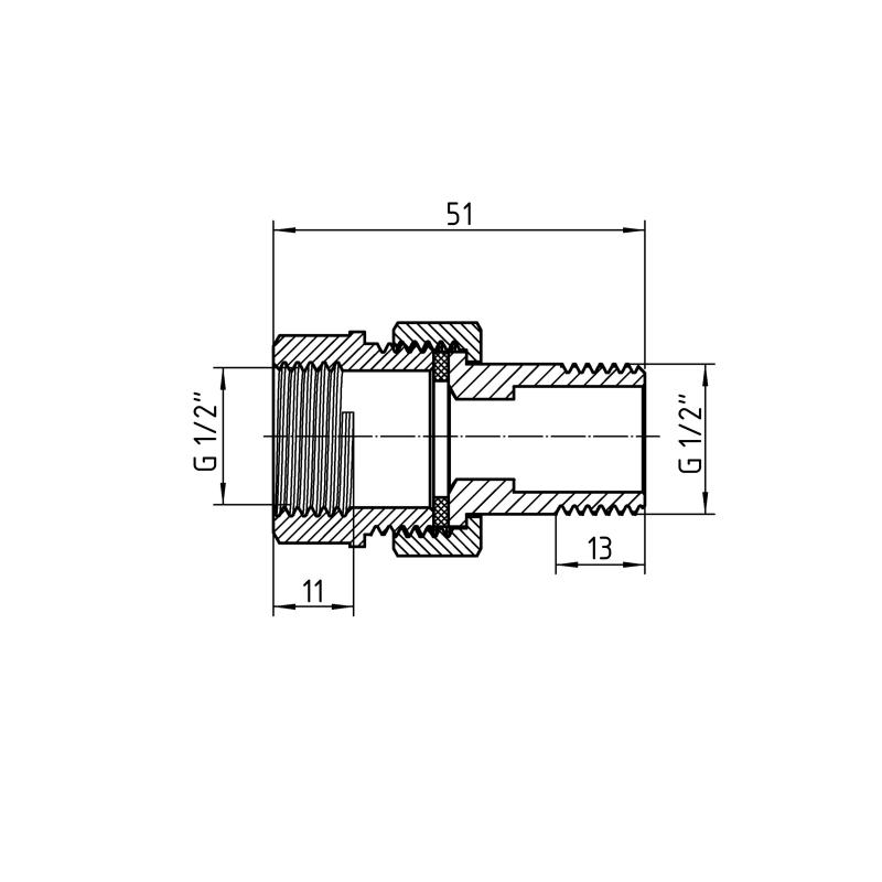 Згін-американка Thermo Alliance Forte 1/2"ВЗ нікельований, прямий, під плоску прокладку TAFG190W15 — фото 2