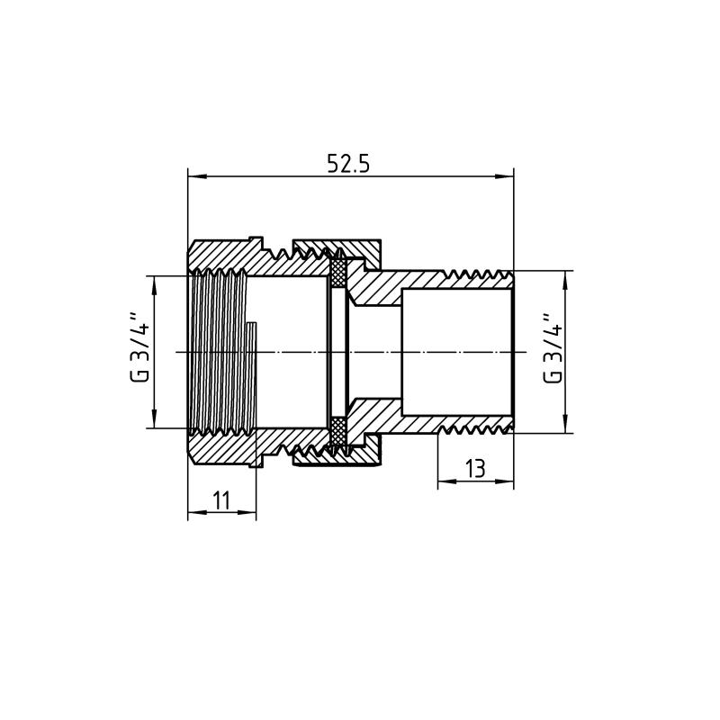 Згін-американка Thermo Alliance Forte 3/4"ВЗ нікельований, прямий, під плоску прокладку TAFG190W20 — фото 2