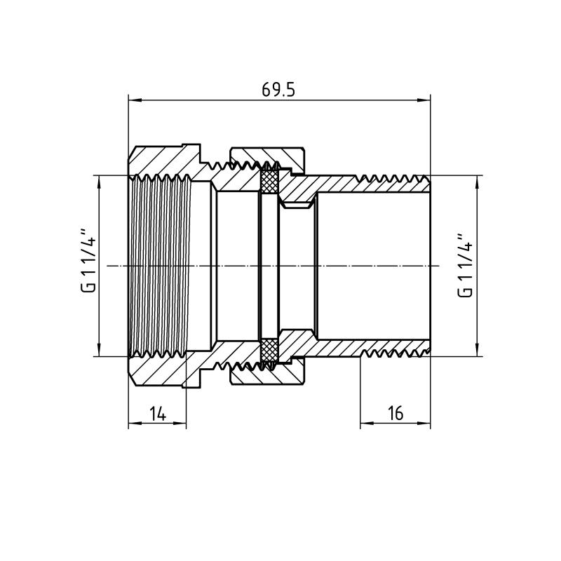 Згін-американка Thermo Alliance Forte 1 1/4"ВЗ нікельований, прямий, під плоску прокладку TAFG190W32 — фото 2