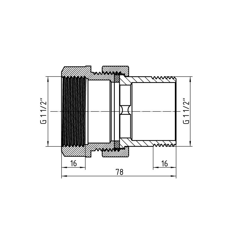 Згін-американка Thermo Alliance Forte 1 1/2"ВЗ нікельований, прямий, під плоску прокладку TAFG190W40 — фото 2