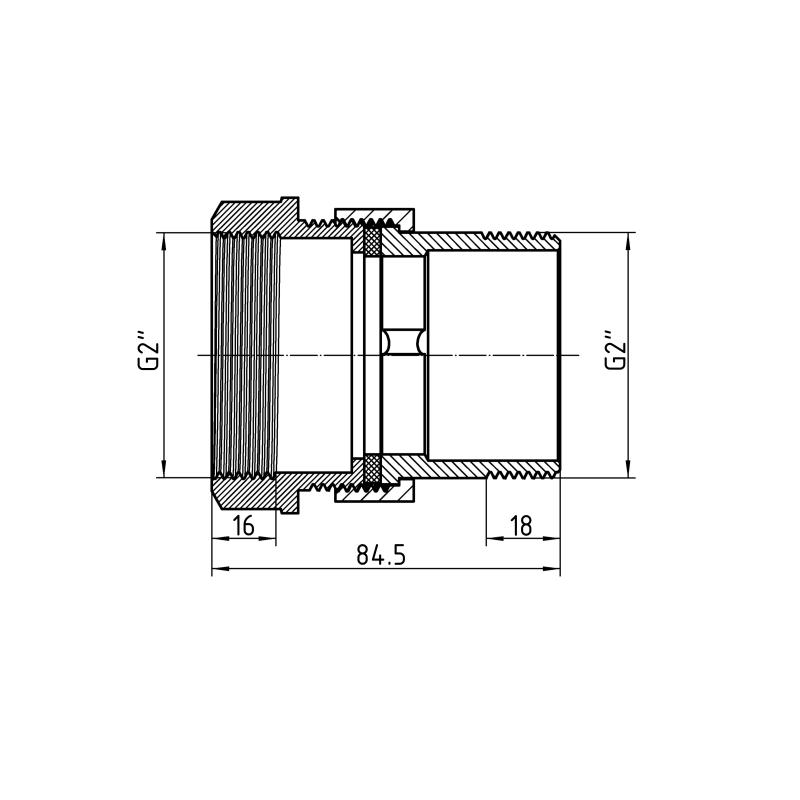 Згін-американка Thermo Alliance Forte 2"ВЗ нікельований, прямий, під плоску прокладку TAFG190W50 — фото 2