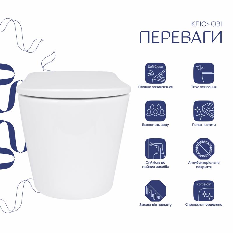 Унітаз підвісний Qtap Scorpio ML Ultra Quiet 490x365x325 мм, з сидінням Soft-close MagLock, White QTSCOML26W49622 — фото 3