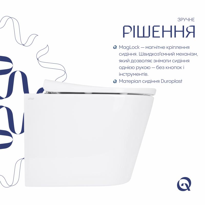 Унітаз підвісний Qtap Scorpio ML Ultra Quiet 490x365x325 мм, з сидінням Soft-close MagLock, White QTSCOML26W49622 — фото 4