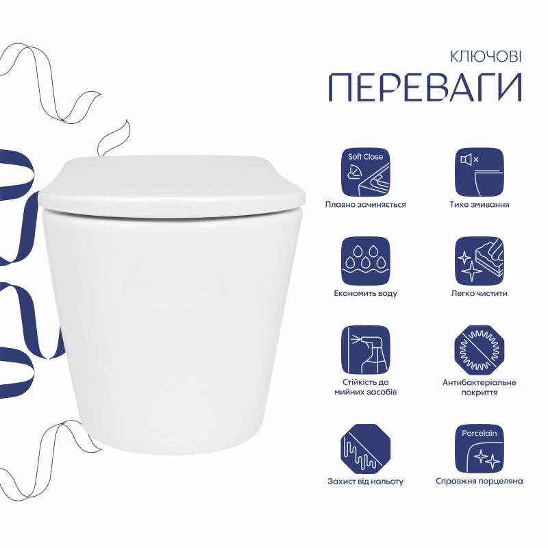 Унітаз підвісний Qtap Scorpio ML Ultra Quiet 520x365x365 мм, з сидінням Soft-close MagLock, White QTSCOML26W49624 — фото 3