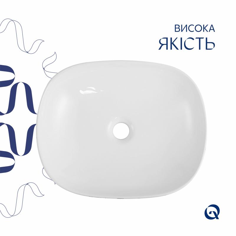 Раковина накладна Qtap Aquarius 470x380x120 мм, Marble, прямокутна, з донним клапаном QTAQA188MR49782 — фото 4