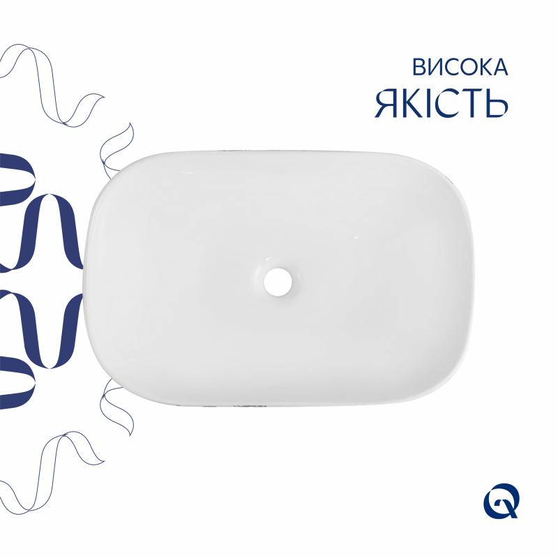 Раковина накладна Qtap Robin 600x390x150 мм, Marble, прямокутна, з донним клапаном QTROB188MR49788 — фото 4