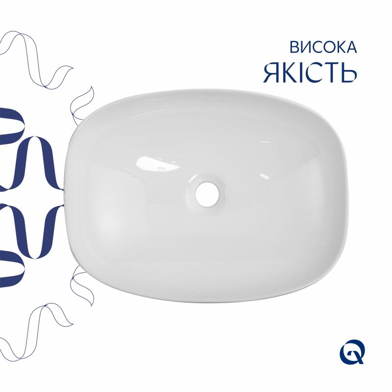 Раковина накладна Qtap Cardinal 500х380х140 мм, Marble, прямокутна, з донним клапаном QTCAR188MR49826 — фото 4