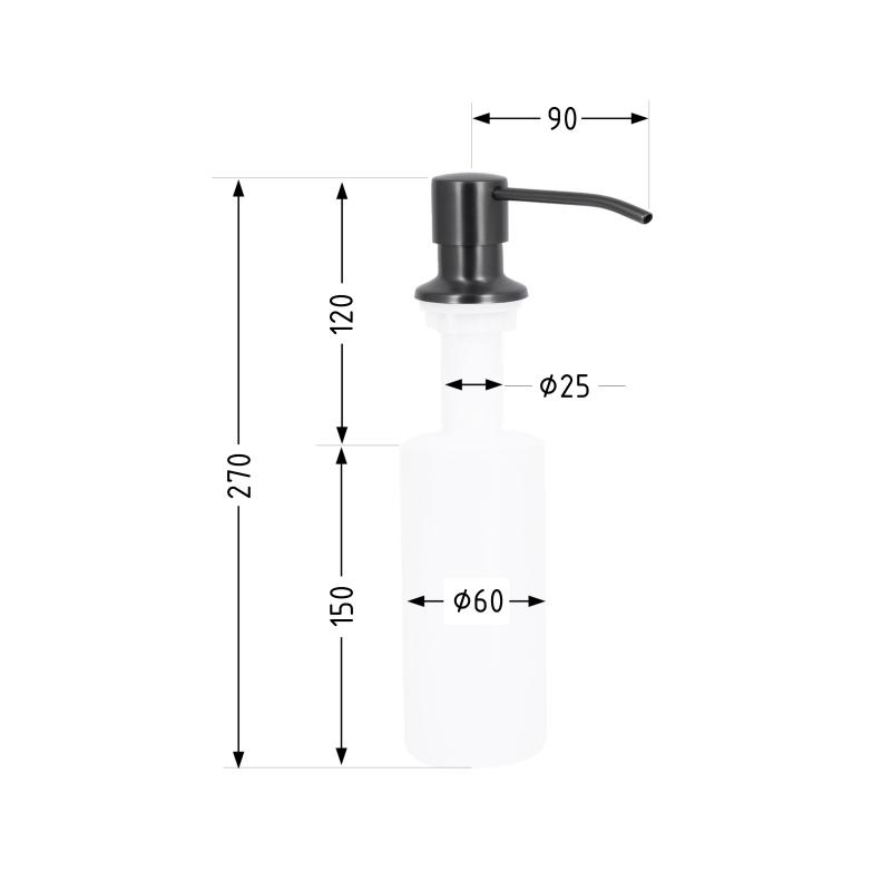 Дозатор для миючого засобу Lidz Acsis LA30 Brushed Black PVD, круглий LDACSLA30BLM49827 — фото 2
