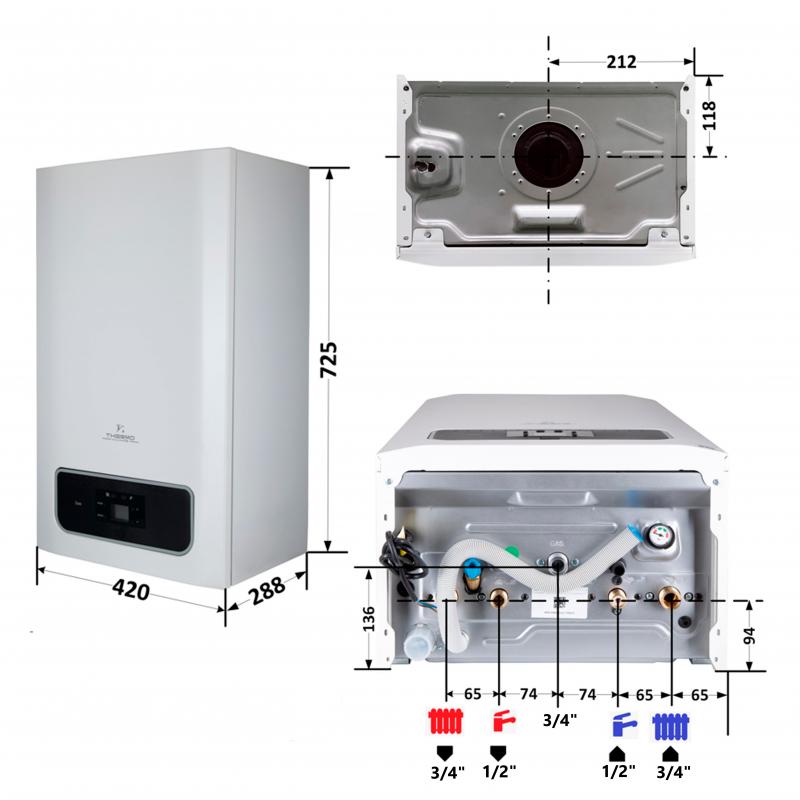 Котел газовий Thermo Alliance EWA 28 кВт двухконтурний, конденсаційний — фото 2