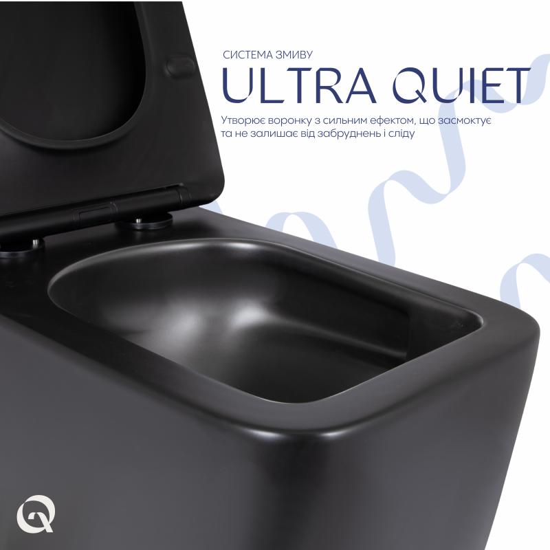 Унітаз підвісний Qtap Gemini Ultra Quiet 485×340×350 мм, Matt Black, з сидінням Slim Duroplast / Soft-close / Quick Release QTGEM28BLM50505 — фото 5