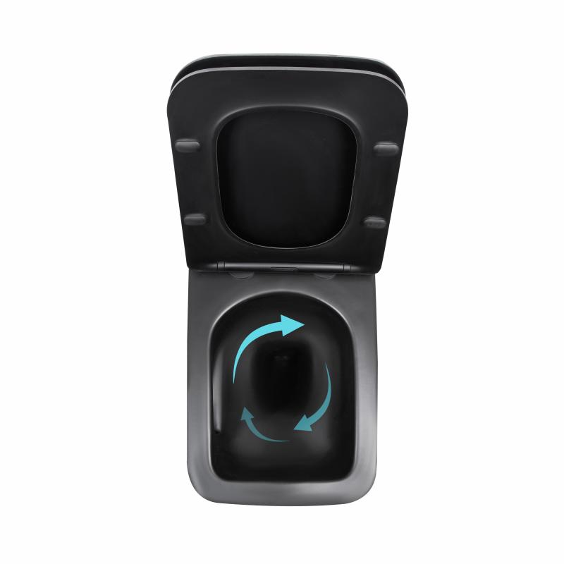 Унітаз підвісний Qtap Gemini Ultra Quiet 485×340×350 мм, Matt Black, з сидінням Slim Duroplast / Soft-close / Quick Release QTGEM28BLM50505 — фото 6