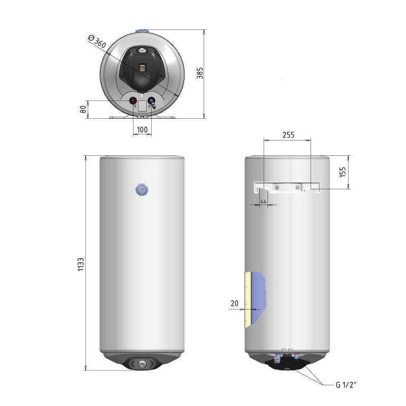 Водонагрівач електричний Thermo Alliance Spectra slim 80 л вертикальний, мокрий ТЕН 2,0 кВт, d 360 мм — фото 2
