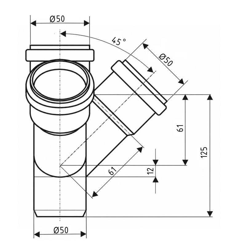 Хрестовина каналізаційна двоплощинна Ostendorf-OSMA HT-System PLUS d50/50/50/50×45° — фото 2