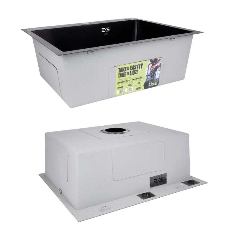 Акційний набір Lidz: мийка інтегрована Decor Black PVD Honeycomb 2,5/0,5 мм + Змішувач Aria для кухні з гнучким виливом (k35) Black — фото 4