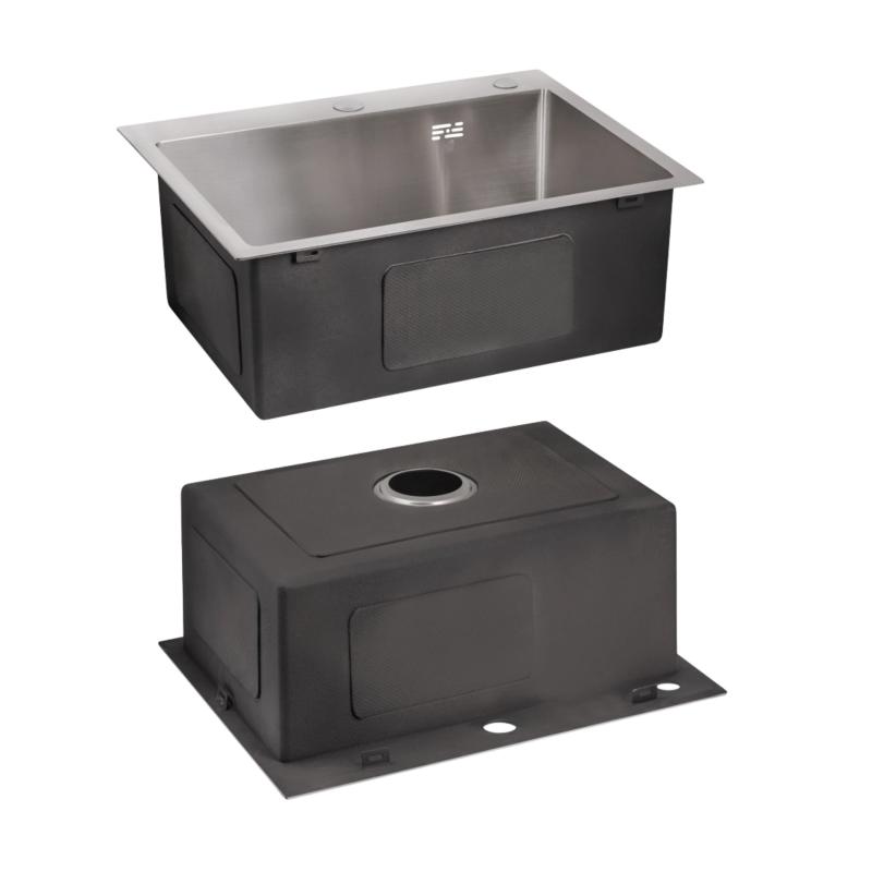 Акційний набір Lidz: мийка H5045 інтегрована Brushed Steel 3,0/1,0 мм + Змішувач Aria для кухні з гнучким виливом (k35) Grey — фото 4