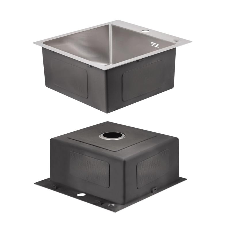 Акційний набір Lidz: мийка H5050 інтегрована Brushed Steel 3,0/1,0 мм + Змішувач Aria для кухні з гнучким виливом (k35) Grey — фото 4