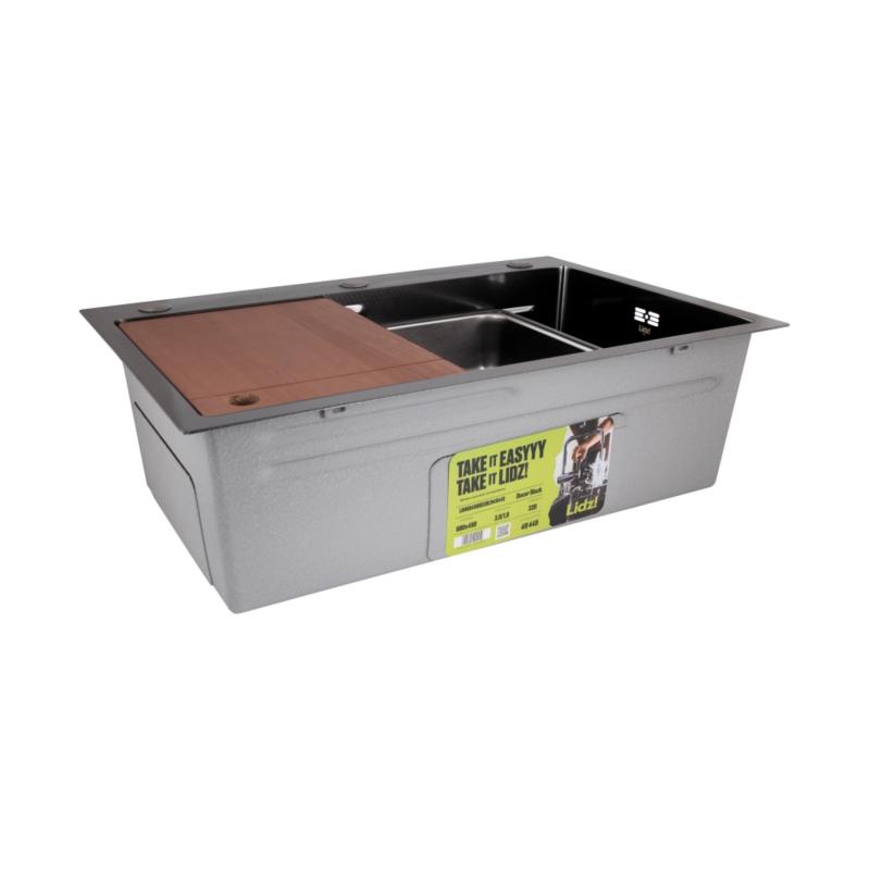Акційний набір Lidz: мийка H6845 Décor Blaсk 3,0/1,0 мм + Змішувач Aria для кухні з гнучким виливом (k35) Black — фото 4