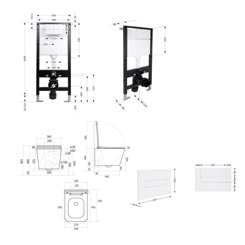 Готове рішення Qtap для ванної кімнати: підвісний унітаз Tern Ultra Quiet 525x345x360 + комплект інсталяції Standard (лінійна клавіша White) — фото 2
