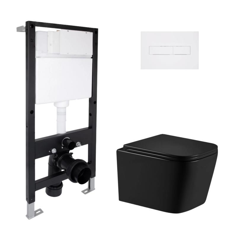 Готове рішення Qtap для ванної кімнати: підвісний унітаз Crow Ultra Quiet 485x340x290 + комплект інсталяції Standard (лінійна клавіша White)