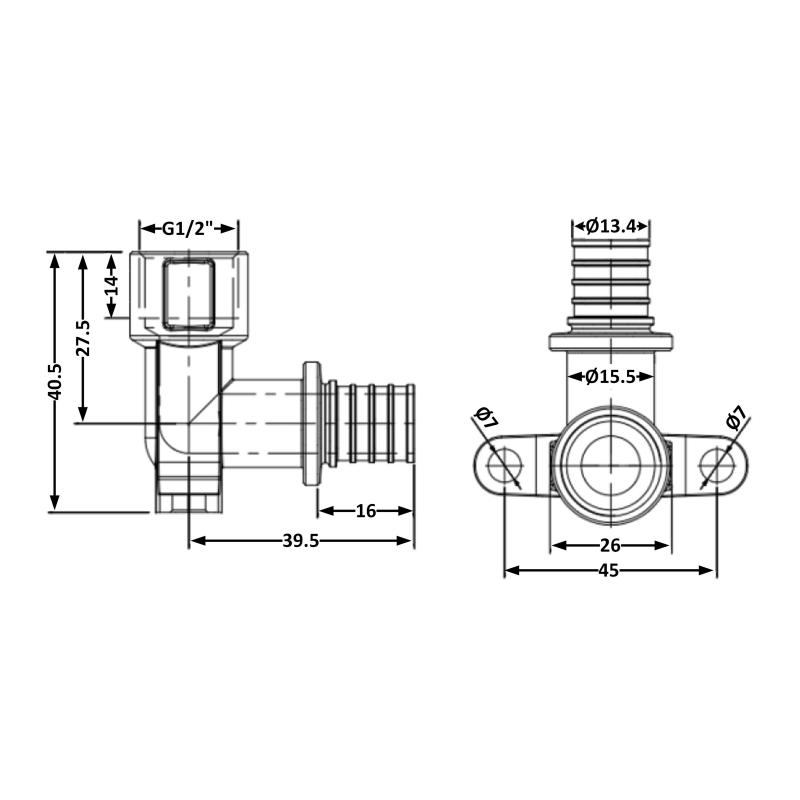 Кут натяжний Icma №1040 d16х2,2-1/2"В настінний 851040ADBO05 — фото 2