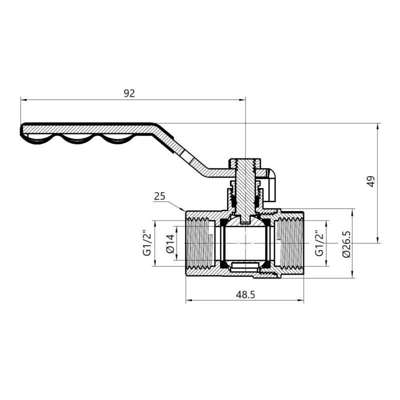 Кран кульовий Thermo Alliance Base 1/2" ВР для газу (важіль) SD600G15 — фото 2