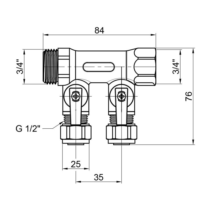 Колектор Thermo Alliance Standart 3/4" 2 виходи SD231W2 — фото 2
