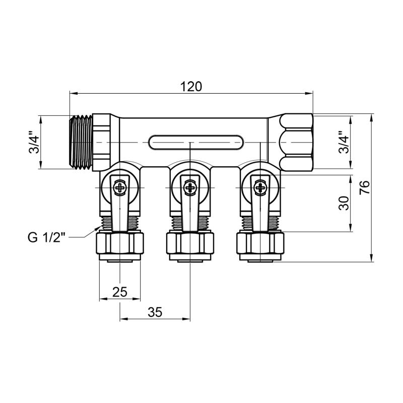 Колектор Thermo Alliance Standart 3/4" 3 виходи SD231W3 — фото 2