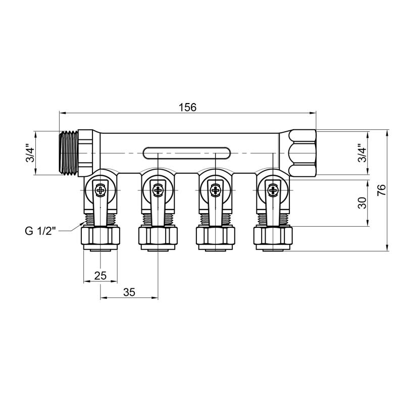 Колектор Thermo Alliance Standart 3/4" 4 виходи SD231W4 — фото 2
