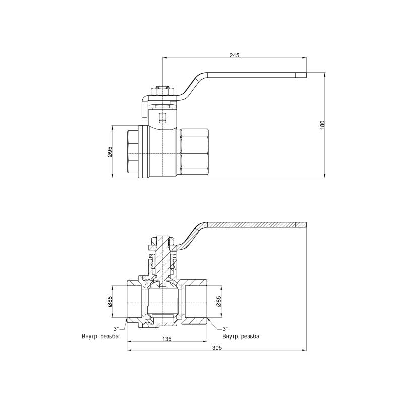 Кран кульовий Thermo Alliance Base 3" ВР для води (важіль) SD600W76 — фото 2