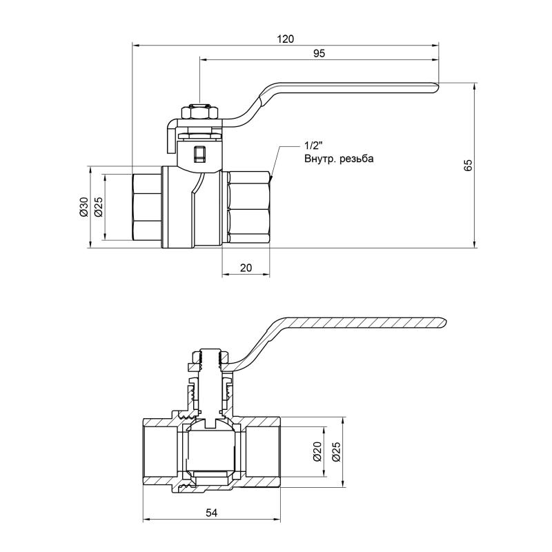 Кран кульовий Thermo Alliance Forte 1/2" ВР для води (ручка) SF600W15 — фото 2