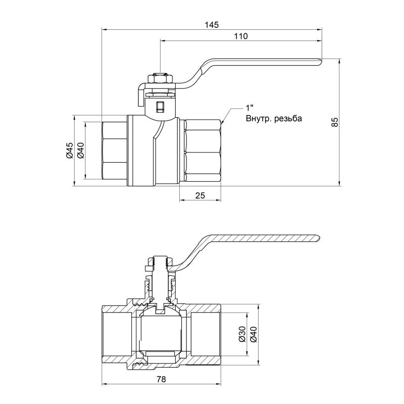Кран кульовий Thermo Alliance Forte 1" ВР для води (ручка) SF600W25 — фото 2