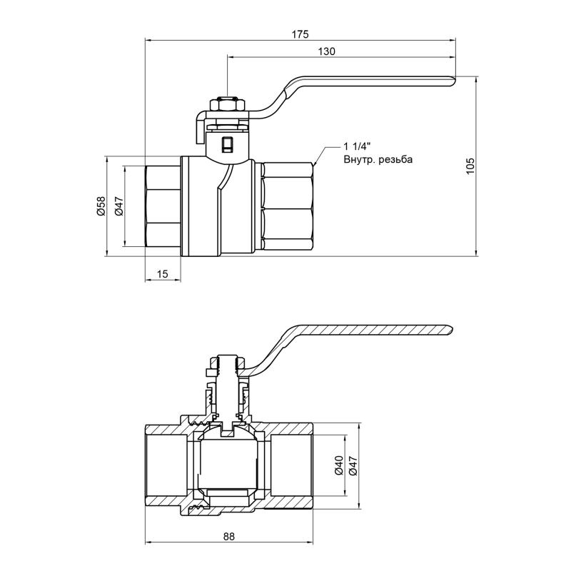 Кран кульовий Thermo Alliance Forte 1 1/4 ВР" для води (ручка) SF600W32 — фото 2